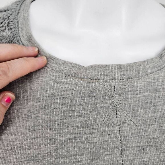 Soft Surroundings French Terry Knit Sleeves Sweater Gray S - Picture 3 of 7